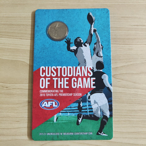 2015 RAM $1 AFL Custodians of the Game Football M Counterstamp Uncirculated Carded Coin