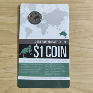Australia 2014 Royal Australian Mint $1 30th Anniversary of the Dollar Coin Coloured Uncirculated $1 Carded Coin