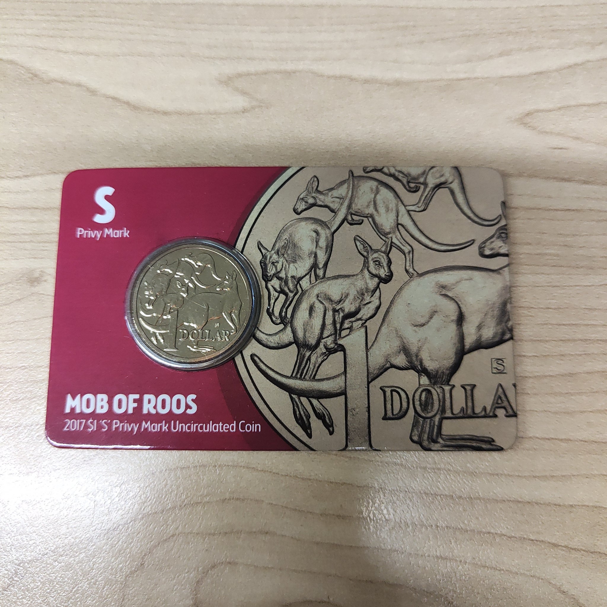 2017 Royal Australian Mint ANDA $1 Mob of Roos Uncirculated "S" Privy Mark Carded Coin