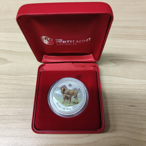 Australia 2009 Perth Mint Year of the Ox 1/2oz Frosted Silver Coloured Coin