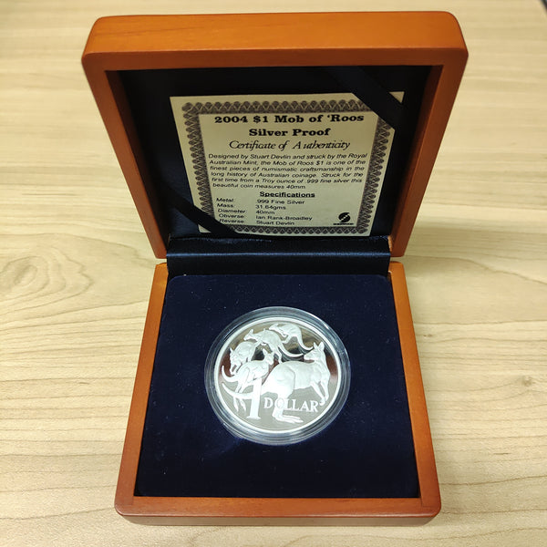 Australia 2004 Royal Australian Mint $1 Mob of Roos 1oz Silver Proof Coin Masterpieces in Silver