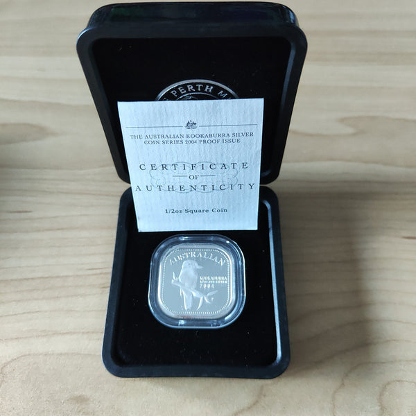 Australia 2004 Perth Mint 50c The Australian Kookaburra 1/2oz 999 Square Silver Proof Coin