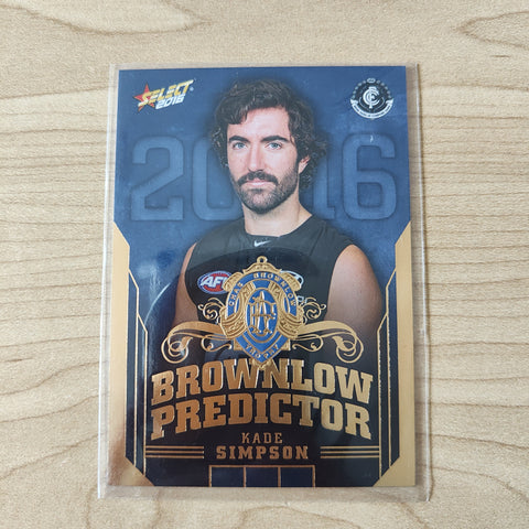 2016 Select Footy Stars Brownlow Predictor Kade Simpson Carlton 077/250
