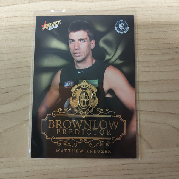 2018 Select Footy Stars Gold Brownlow Predictor Marthew Kreuzer Carlton 038/250