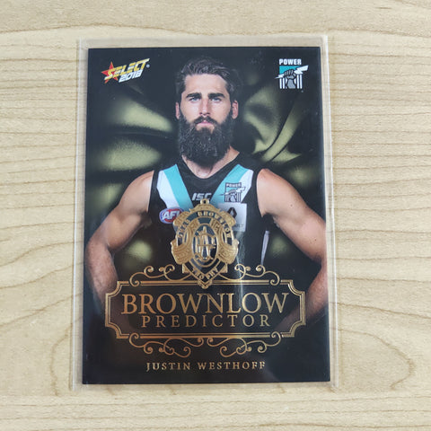 2018 Select Footy Stars Gold Brownlow Predictor Justin Westhoff Port Adelaide 090/250