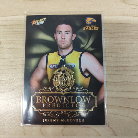 2018 Select Footy Stars Gold Brownlow Predictor Jeremy McGovern West Coast 090/250