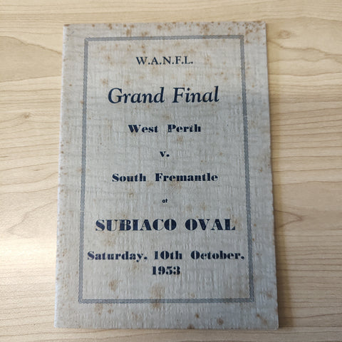 Football 1953 October 10 WANFL Western Australia Grand Final Football Record West Perth v South Fremantle