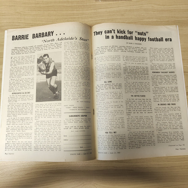 Footy Fan June 27 1964 Vol. 2, No.10 Football Magazine