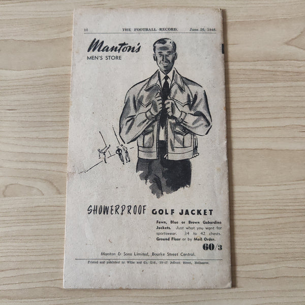VFL 1948 June 26 Victoria v South Australia Football Record