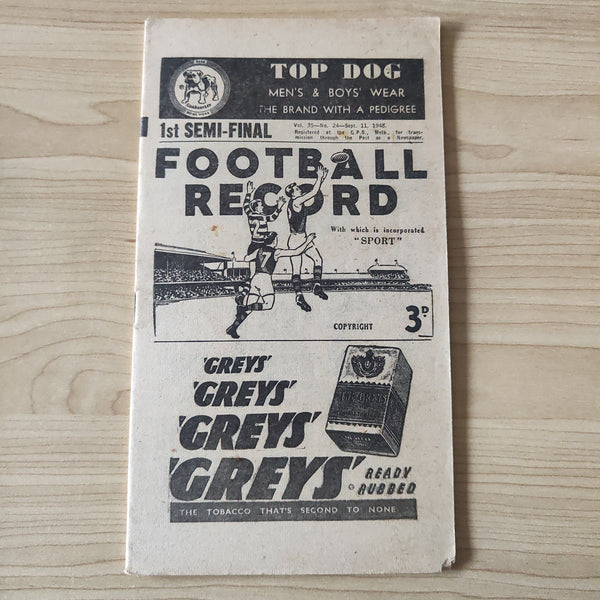 VFL 1948 September 11 1st Semi Final Collingwood v Footscray Football Record