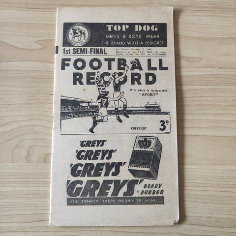VFL 1948 September 11 1st Semi Final Collingwood v Footscray Football Record