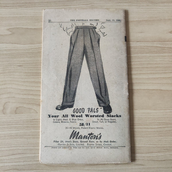 VFL 1948 September 11 1st Semi Final Collingwood v Footscray Football Record