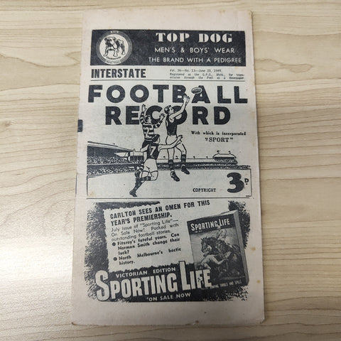VFL 1949 June 25 Victoria v Western Australia Football Record