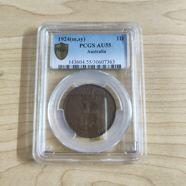 Australia 1924 Penny 1d PCGS Graded AU55 Slabbed Coin