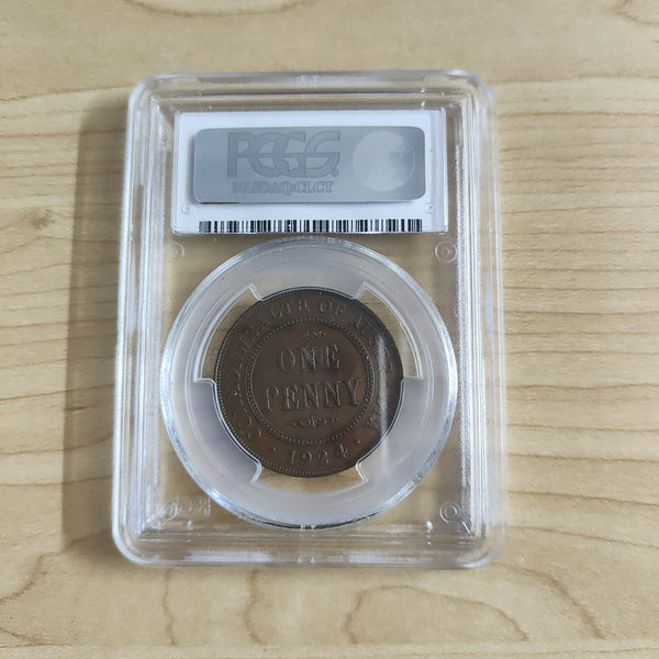 Australia 1924 Penny 1d PCGS Graded AU55 Slabbed Coin