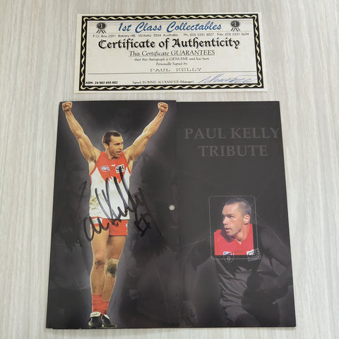 Signed Paul Kelly Sydney Swans Tribute Dinner Menu With Certificate of Authenticity