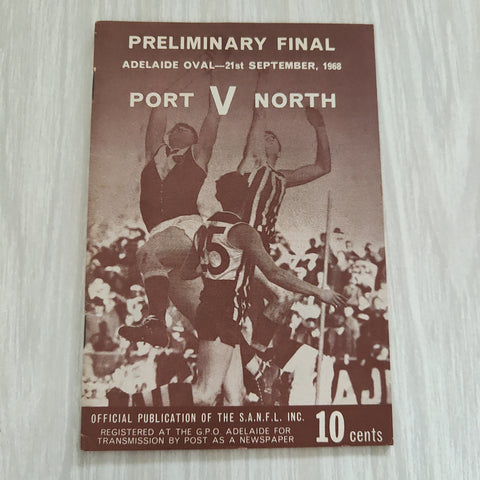 Football 1968 September 21 Preliminary Final Port Adelaide v North Adelaide South Australia Football Record