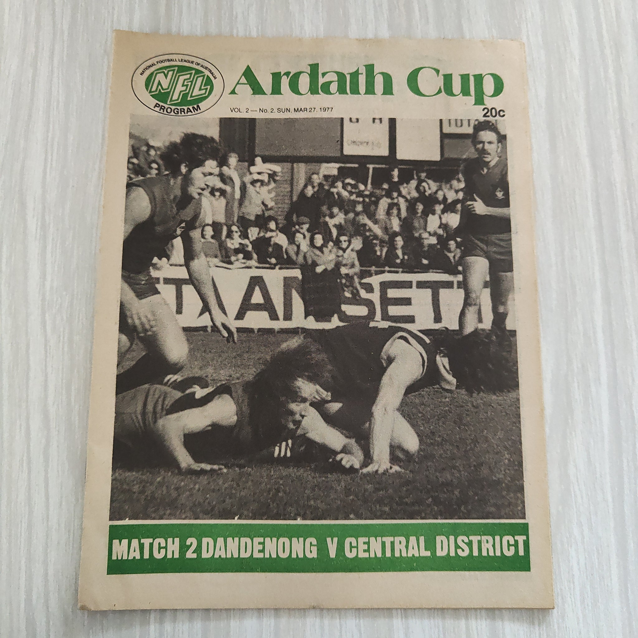 Football 1977  VFA Centenary Year March 27 National Football League Program Ardath Cup Dandenong v Central Districts South Australia Program