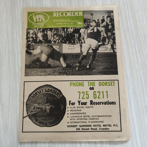 Football 1977 July 17 Victorian Football Association VFA Centenary Year Recorder Magazine