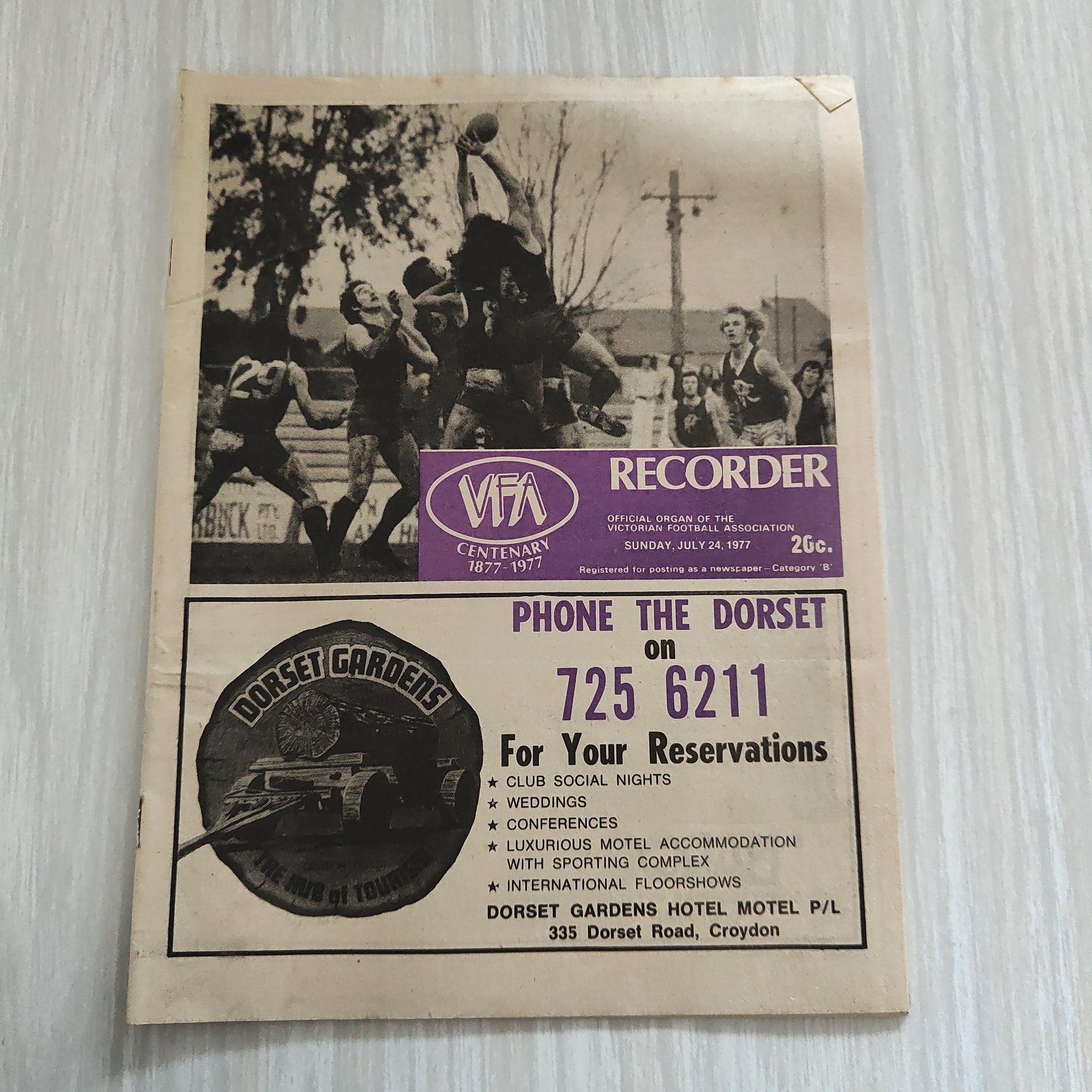 Football 1977 July 24 Victorian Football Association VFA Centenary Yea