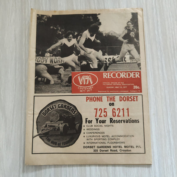 2 x 1977 April 10 May 15 Victorian Football Association VFA Recorder Football Record