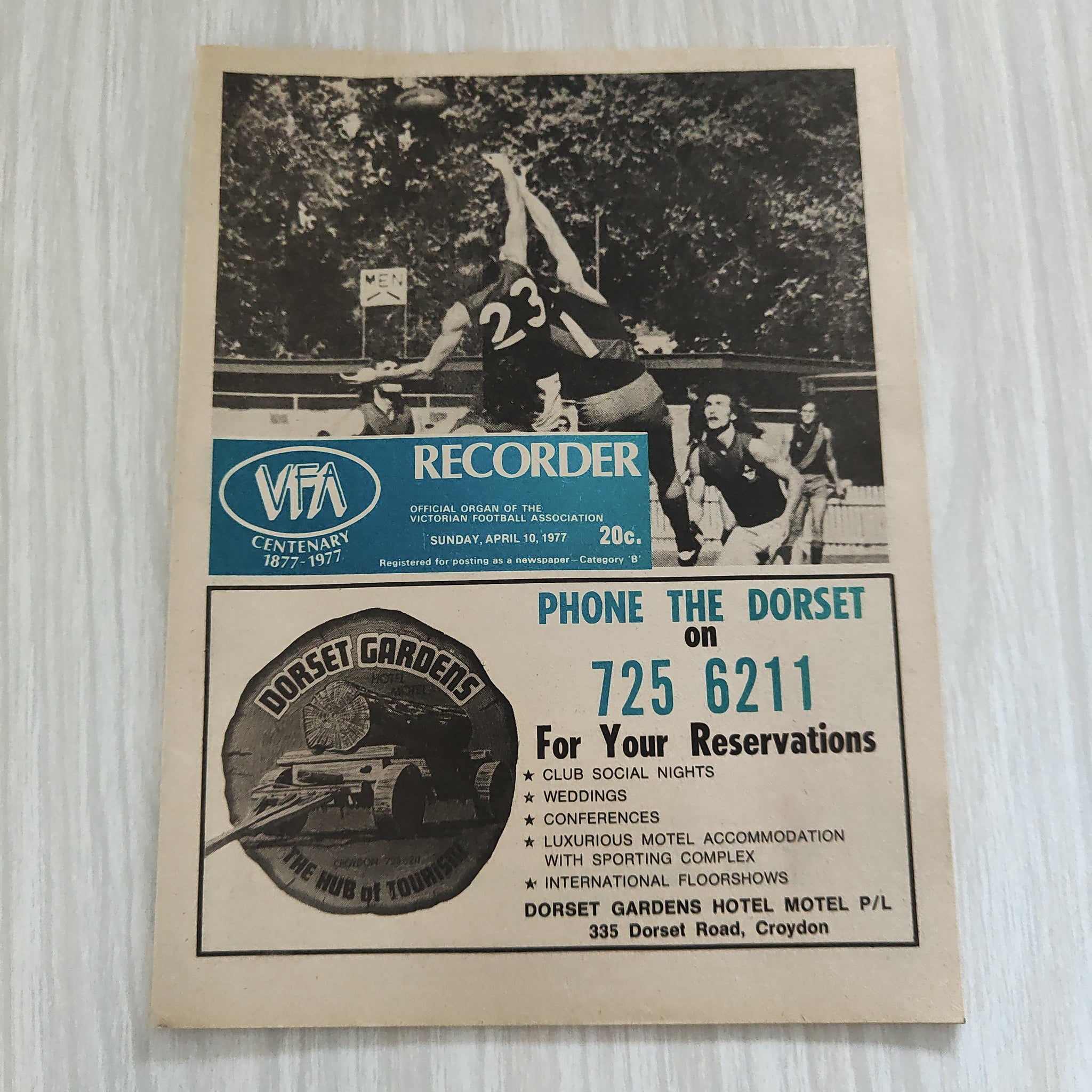 Football 1977 April 10 Victorian Football Association VFA Recorder Football Record