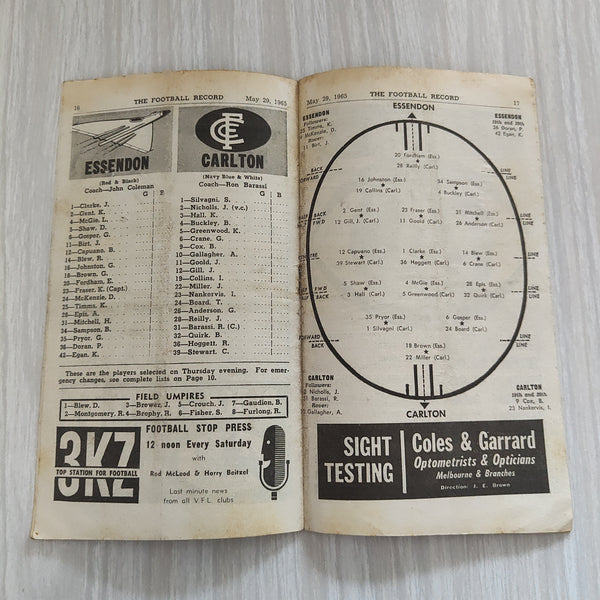 VFL 1965 May 29 Essendon v Carlton Football Record