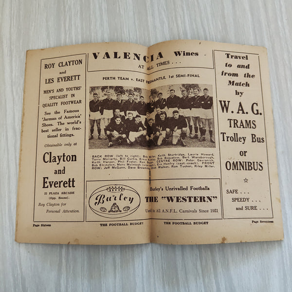 Football 1953 September 19 The Football Budget Western Australia Football League Football Record