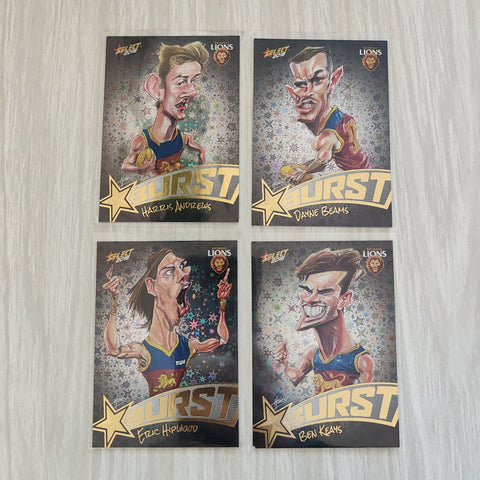 2018 Select Black Starburst Brisbane Team Set of 4 Cards