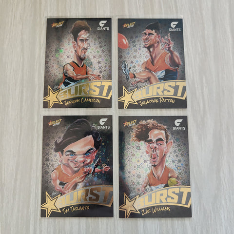 2018 Select Black Starburst GWS Team Set of 4 Cards