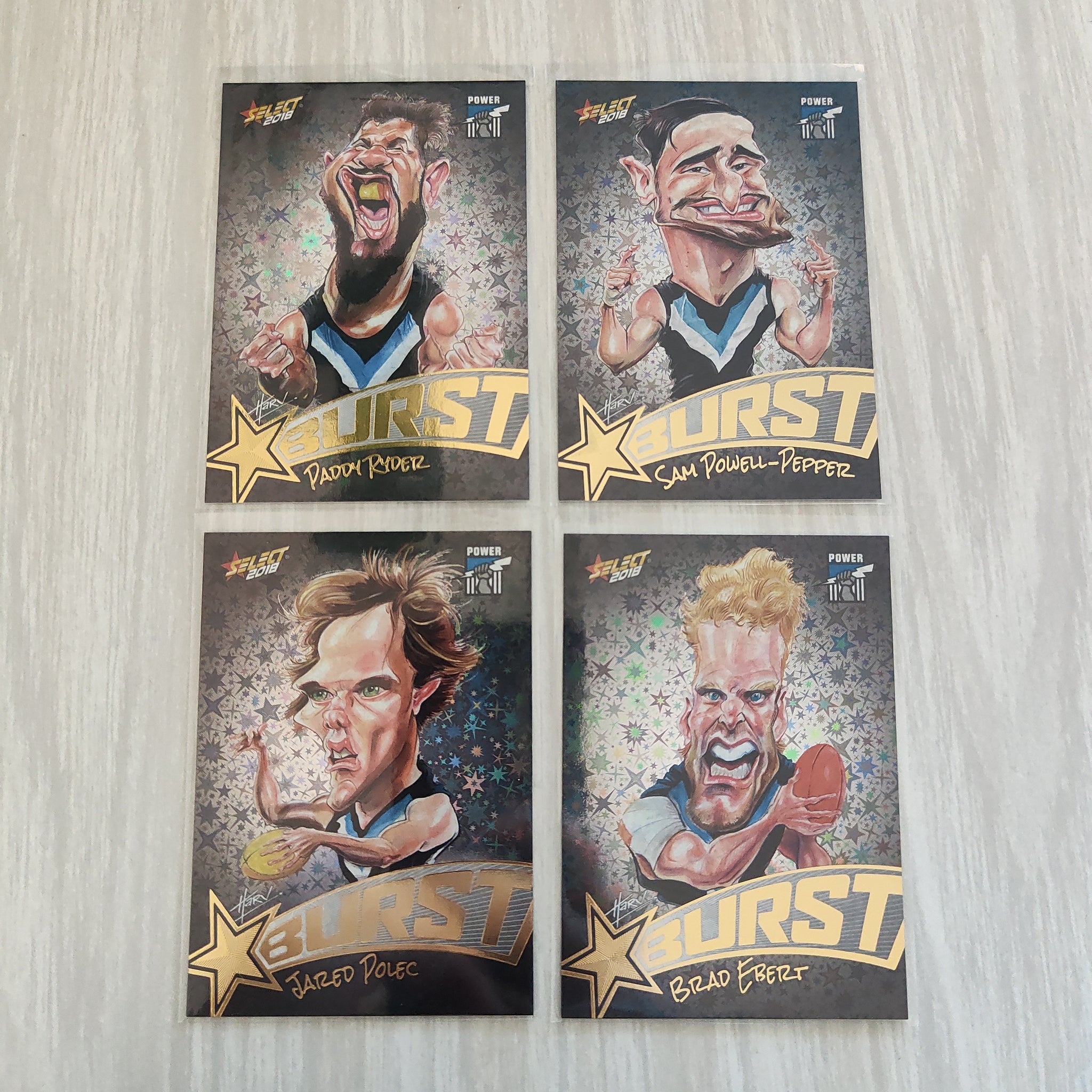 2018 Select Black Starburst Port Adelaide Team Set of 4 Cards
