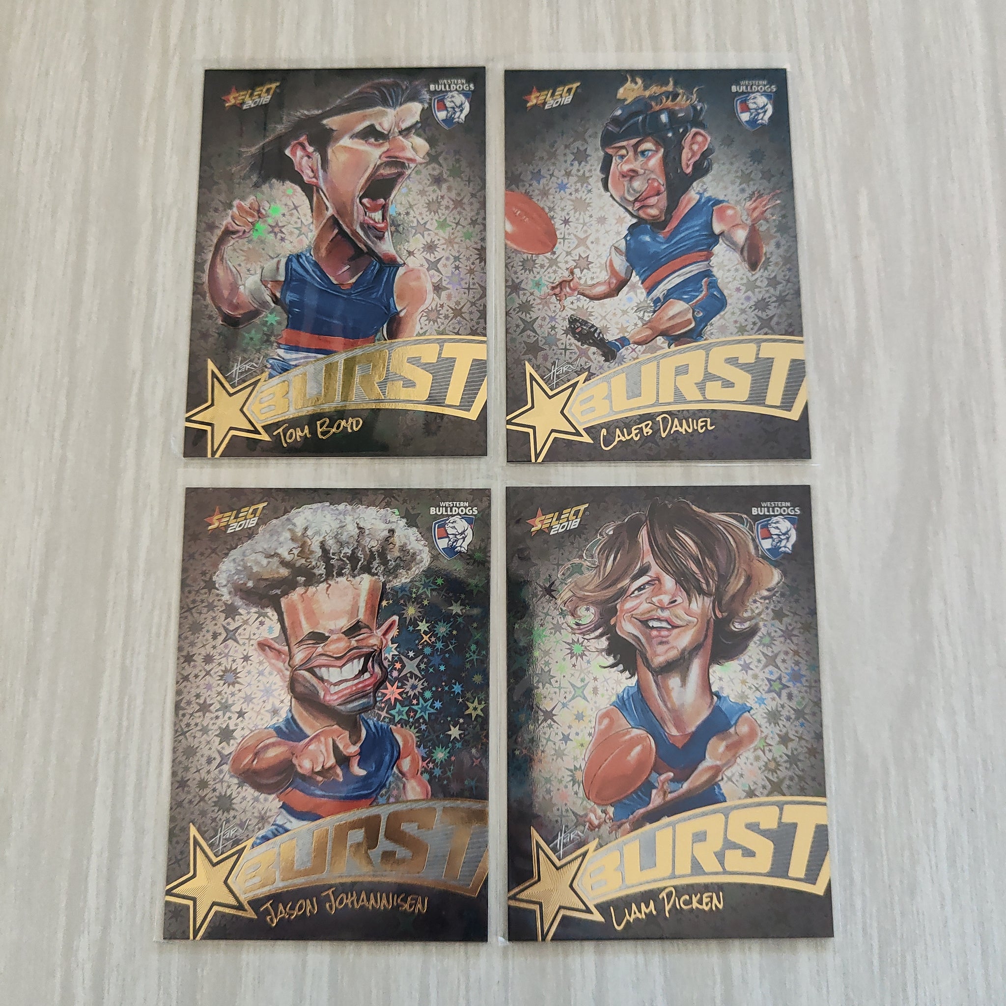 2018 Select Black Starburst Western Bulldogs Team Set of 4 Cards