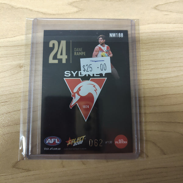 2022 Select Numbers Midnight Dane Rampe Sydney 062/130