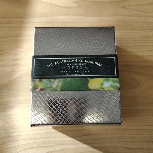 Australia 2004 Perth Mint The Australian Kookaburra .999 1oz Silver Gilded Coin and Pin