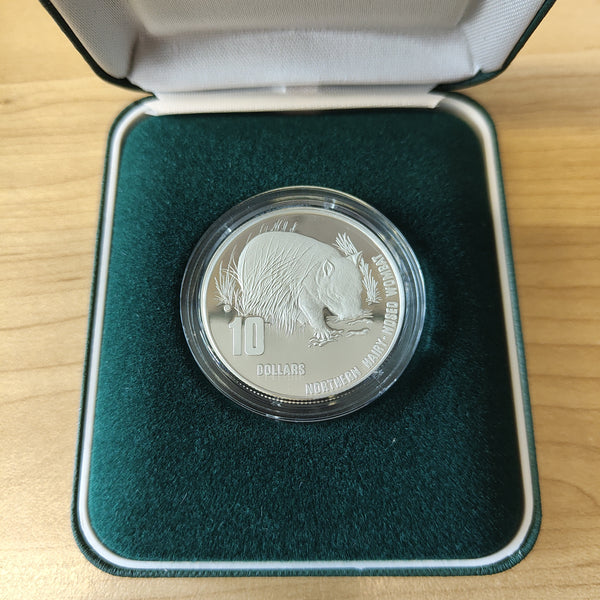 1998 Royal Australian Mint $10 Australia's Endangered Species Northern Hairy-Nosed Wombat Silver Piedfort Proof Coin