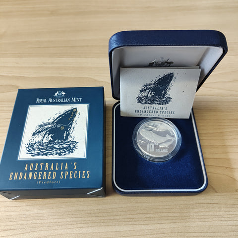 Australia 1996 Royal Australian Mint $10 Australia's Endangered Species Southern Right Whale Silver Piedfort Proof Coin