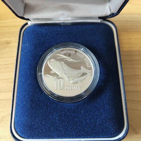 Australia 1996 Royal Australian Mint $10 Australia's Endangered Species Southern Right Whale Silver Piedfort Proof Coin