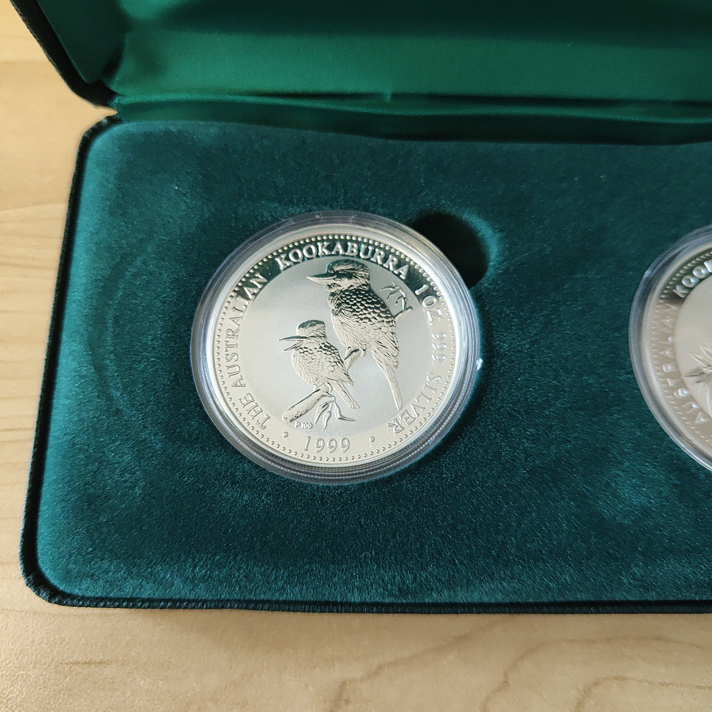 Australia 1999 + 2000 Perth Mint $1 The Australian Kookaburra 2 x