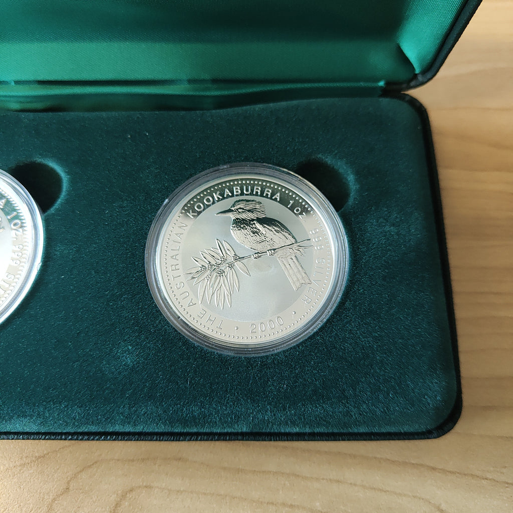 Australia 1999 + 2000 Perth Mint $1 The Australian Kookaburra 2 x