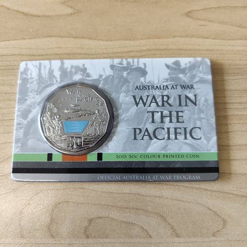 2015 RAM 50c Fifty Cents Australia at War War In The Pacific Coloured Coin