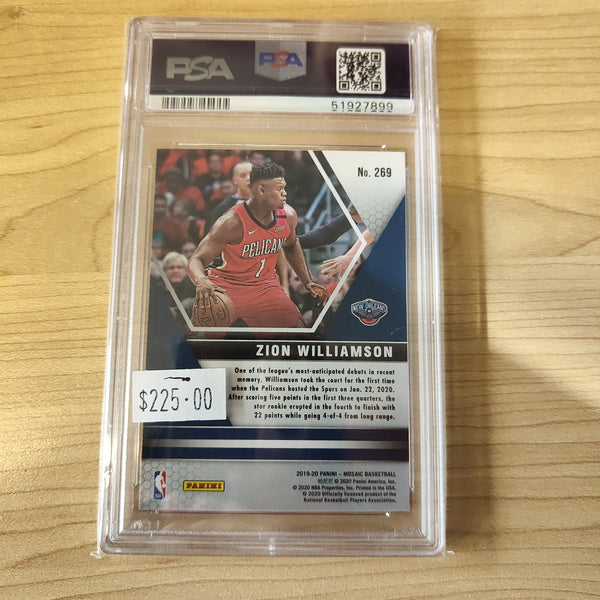 2019 Panini Mosaic NBA Debut Rookie Card Zion Williamson PSA Graded Gem MT 10 NBA Basketball Card