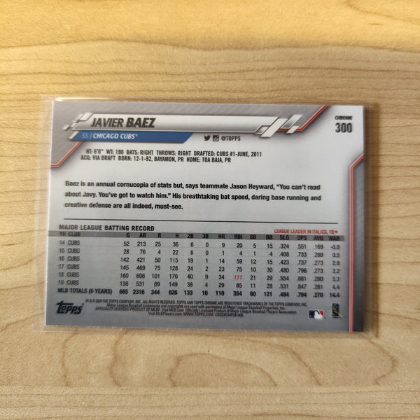 2020 Topps Chrome Javier Baez Chicago Cubs Baseball Card