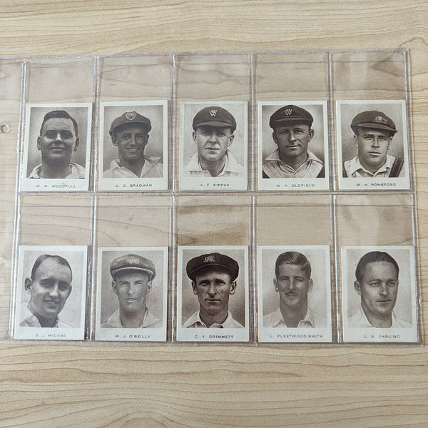 Cricket 1934 Patrol Tobacco 1934 Australian Test Team, 16 Cigarette Cards
