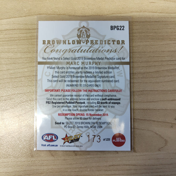 2019 Select Gold Brownlow Predictor Marc Murphy Carlton