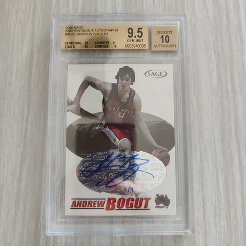 2005 Sage Andrew Bogut Signature Card BGS Graded Gem Mint 9.5 NBA Basketball Card 2/4