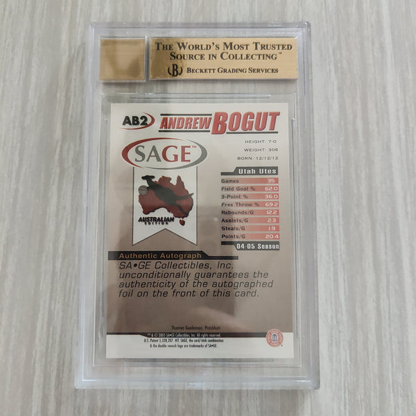 2005 Sage Andrew Bogut Signature Card BGS Graded Gem Mint 9.5 NBA Basketball Card 2/4