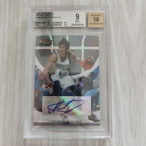 2005 Topps Finest Refractors Andrew Bogut Signature Card BGS Graded Mint 9 NBA Basketball Card 194/229