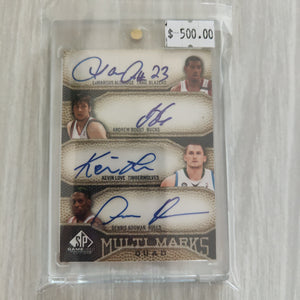 2009 SP Game Used Multi Marks Quad Signature NBA Basketball Card 02/10