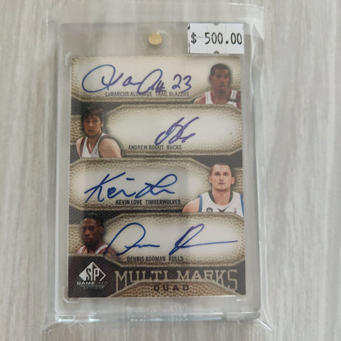 2009 SP Game Used Multi Marks Quad Signature NBA Basketball Card 02/10