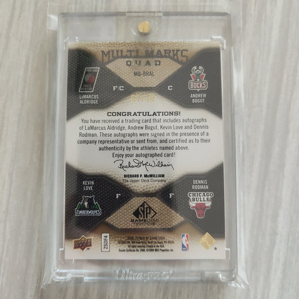 2009 SP Game Used Multi Marks Quad Signature NBA Basketball Card 02/10